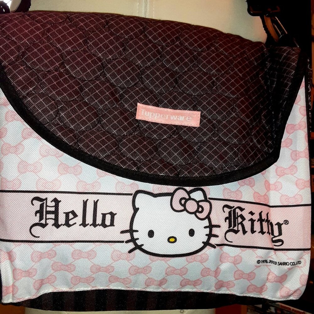 TupperWare Hello Kitty pink and brown big insulated shoulder tote diaper bag